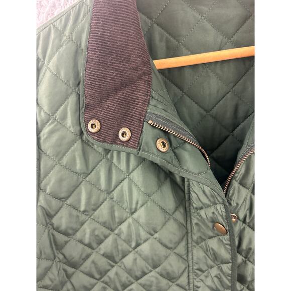 Lands’ End Green Quilted Jacket Women’s M Primaloft Lined Barn Coat - Picture 5 of 10